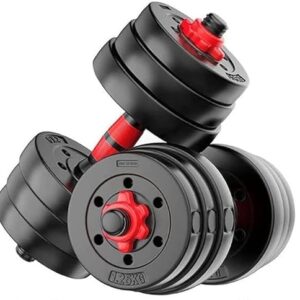 FitBox Sports Intruder 20 Kg Adjustable PVC Dumbbells Weights With Dumbbells Rods For Home Gym & Strength Training, 10 Kg X 2 (Black)