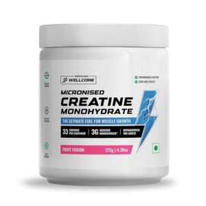Wellcore - Pure Micronised Creatine Monohydrate (Fruit Fusion, 33 Servings) | Rapid Absorption | Enhanced Muscle strength & Power, Powder, 1 count