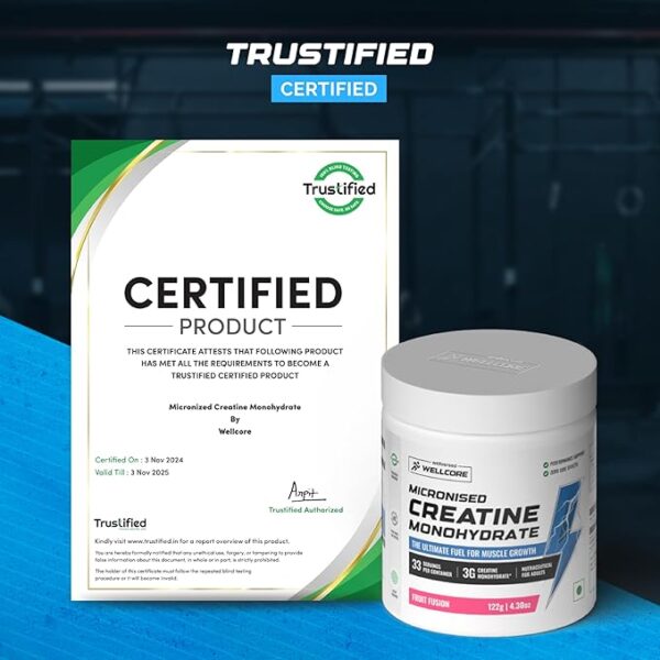 Wellcore - Pure Micronised Creatine Monohydrate (Fruit Fusion, 33 Servings) | Rapid Absorption | Enhanced Muscle strength & Power, Powder, 1 count - Image 4
