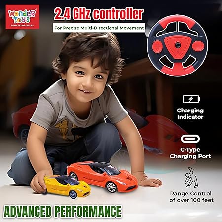 Wonder Remote Controlled Racing Sports Car for Kids, High Speed Toy Vehicle (Red) - Image 3