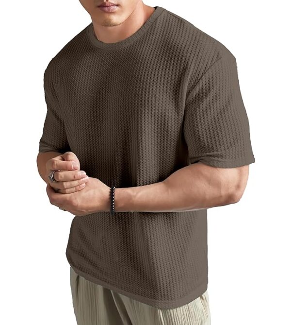 SHODOX Mens Solid Dotted Unique Design Oversized Tshirt for Men - Round Neck Loose Fit Drop Shoulder Mens T-Shirt